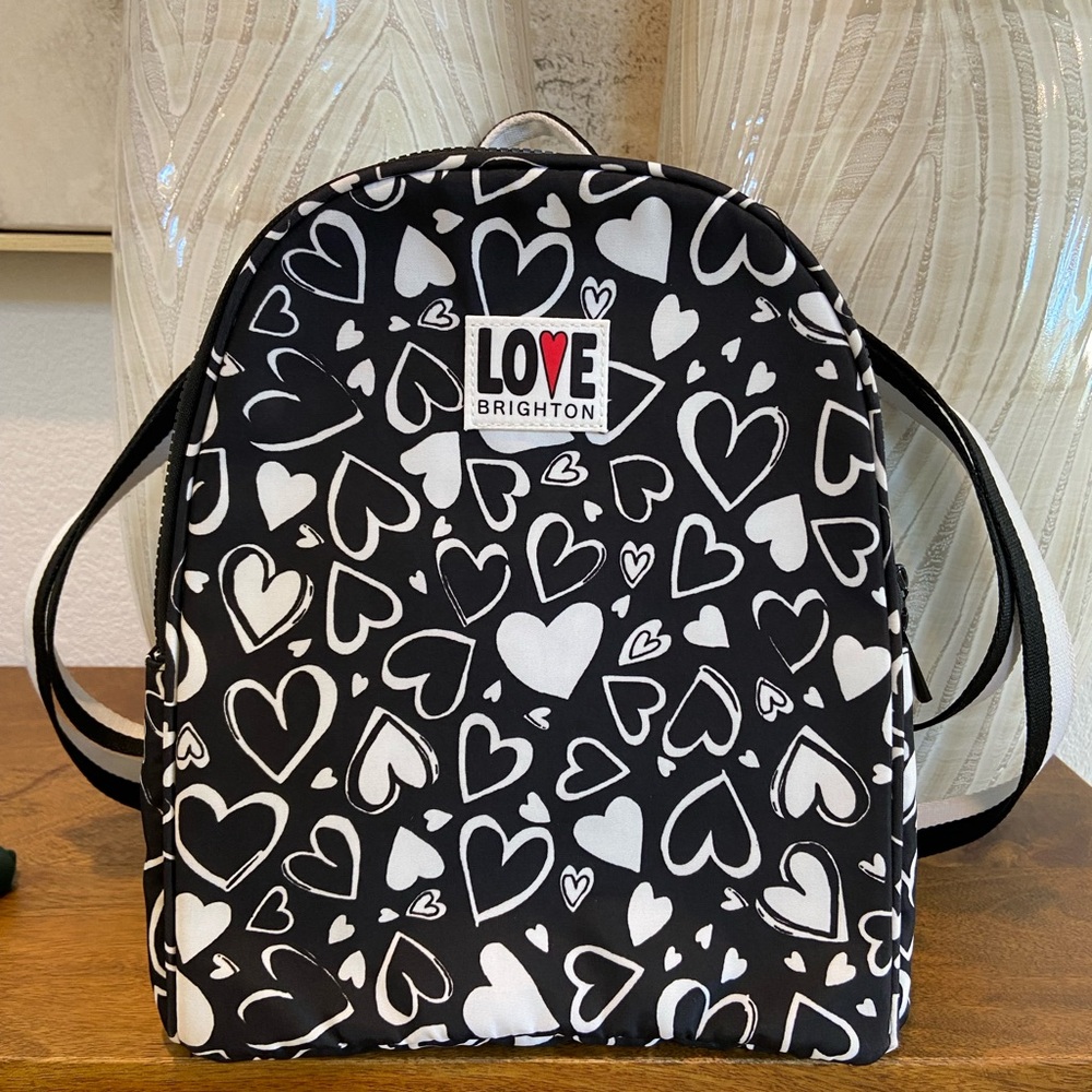 Love Brighton Backpack hearts endless back pack black white